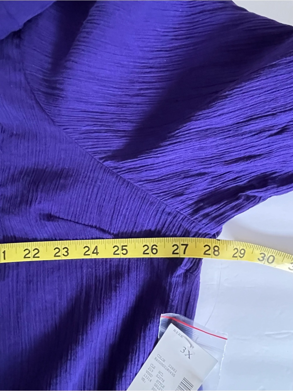 Catherines Women Purple Crinkle Gauze V Neck Short Sleeve Cotton Top Boho NWT 3X - Picture 9 of 10